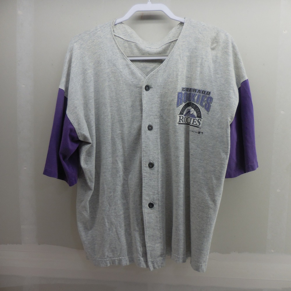Vintage 1993 Colorado Rockies Artex MLB Baseball Jersey Shirt Gray Purple XL